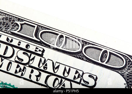 Details of one hundred dollar, close-up shot. Stock Photo
