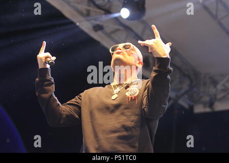 Naples, Italy. 23rd June, 2018. Gue Pequeno concert at the Arenile di Bagnoli with the stage of the 'Gentleman Summer Tour'. Credit: Salvatore Esposito/Pacific Press/Alamy Live News Stock Photo