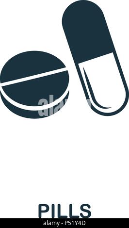 Pill icon. Line style icon design. UI. Illustration of pill icon. Pictogram isolated on white. Ready to use in web design, apps, software, print. Stock Vector