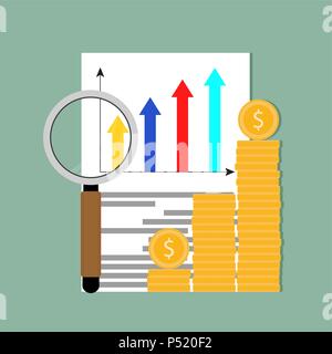 Analysis profit market data illustration. Vector business growth financial, finance analysis graph and diagram Stock Vector