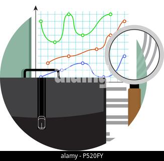 Analytics and data analysis. Vector analytics graph data, financial business chart illustration Stock Vector