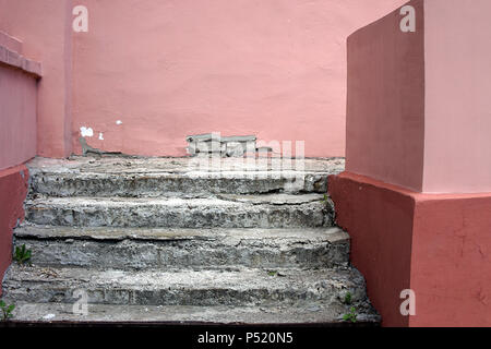 Old and shattered concrete steps leading nowhere Stock Photo