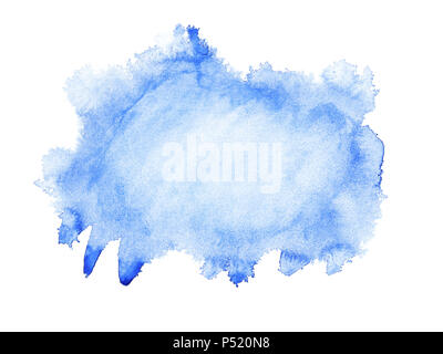 Watercolor Blue Paint Texture Isolated On White Background Abst