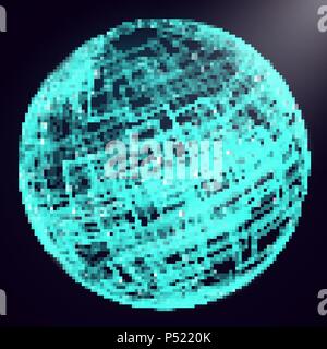 Abstract vector graphics. Spherical object consists of line. Technical illustration. Stock Vector