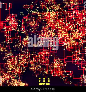 Abstract composition of fading lines and dots. Stranger walker modeling. Generative art. Vector design element for technology and computer science ill Stock Vector