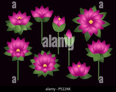 Set of lotus flowers Stock Vector