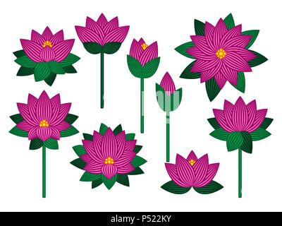 Set of lotus flowers. Stock Vector
