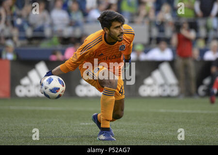 Seattle, Washington, USA. 23rd June, 2018. CHICAGO goalie RICHARD SANCHEZ (45) in action as the Chicago Fire visits the Seattle Sounders in a MLS match at Century Link Field in Seattle, WA. Credit: Jeff Halstead/ZUMA Wire/Alamy Live News Stock Photo