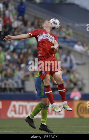 Seattle, Washington, USA. 23rd June, 2018. Chicago's BASTIAN SCHEINSTEIGER (31) tries to head the ball as the Chicago Fire visits the Seattle Sounders in a MLS match at Century Link Field in Seattle, WA. Credit: Jeff Halstead/ZUMA Wire/Alamy Live News Stock Photo