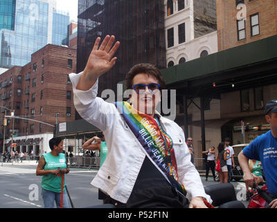 New York, New York, USA. 24th June, 2018. New York City Pride Parade.Grand Marshal Billie jean King Credit: Bruce Cotler/Globe Photos/ZUMA Wire/Alamy Live News Stock Photo