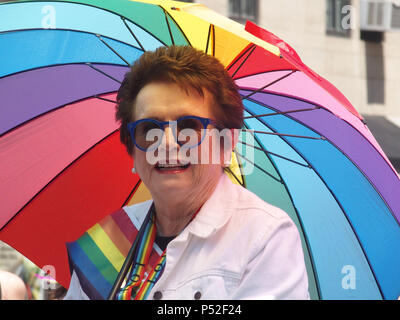 New York, New York, USA. 24th June, 2018. New York City Pride Parade.Grand Marshal Billie jean King Credit: Bruce Cotler/Globe Photos/ZUMA Wire/Alamy Live News Stock Photo