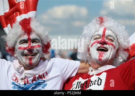 England fans in Nizhny Novgorod ahead of their match against Panama in the 2018 FIFA World Cup in Russia. Stock Photo