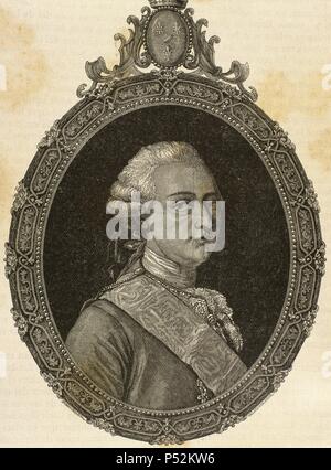 Louis Joseph of Conde (1736-1818). Prince of Conde from 1740-1818. House of Bourbon. Portrait. Engraving, 19th century. Stock Photo