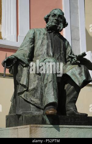 Ivan Aivazovsky (1817-1900). Russian painter. Sculpture near Aivazovsky Picture Gallery. Feodosiya. Ukraine. Stock Photo