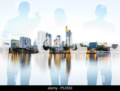 Double exposure with business people and modern cityscape Stock Photo