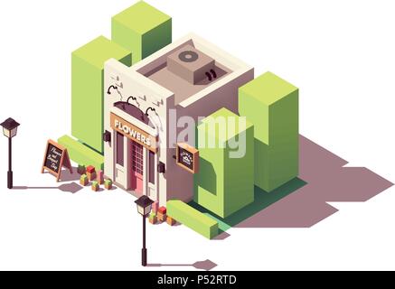 Vector isometric flower shop Stock Vector