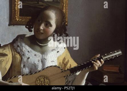 'The Guitar Player' (detail), ca. 1672, Oil on canvas. Author: Jan Vermeer (1632-1675). Location: KENWOOD HOUSE / COL IVEAGH BEQUE, LONDON, ENGLAND. Stock Photo