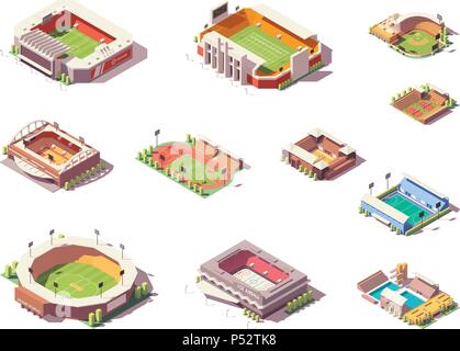 Vector isometric stadiums set Stock Vector
