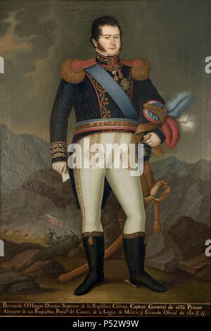 RETRATO DE BERNARDO O'HIGGINS (1776-1842) - GENERAL Y POLITICO CHILENO - SIGLO XIX. Author: José Gil de Castro (1785-c. 1841). Location: MUSEO HISTORICO NACIONAL, SANTIAGO. Stock Photo