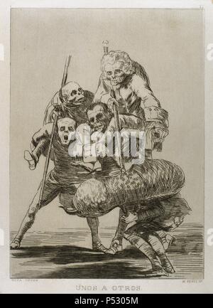 Francisco Goya (1746-1828). Caprices. Plaque 77. What one does to the other. Prado Museum. Madrid. Stock Photo