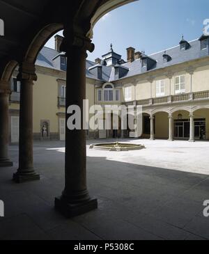 Spain. Madrid. Fuencarral-El Pardo. Royal Palace of Pardo. Charles III renovated the building in the 18th century, with architect Sabatini. Courtyard. Stock Photo