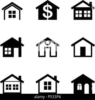 Set of black house and home icon. Vector Illustration. Stock Vector