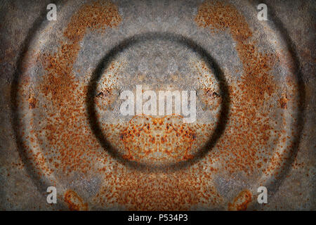 Rusty galvanized iron with circles. Stock Photo