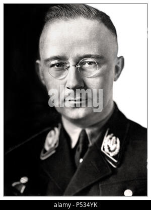1940's WW2 Heinrich Himmler formal portrait in Waffen SS uniform German National Socialist Politician Nazi military commander secret police. Himmler was one of the most powerful men in Nazi Germany and one of the people most directly responsible for the Holocaust. Facilitated genocide across Europe and the east. Committed suicide in 1945 after being captured fleeing under another identity. Stock Photo