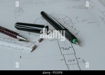 Vintage Rapidograph Pen Technical Drawing Set - Case Stock Photo - Image of  yellow, line: 205992712