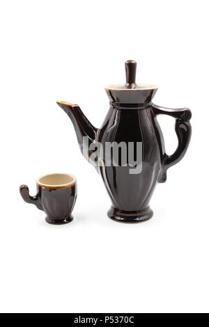 Coffee jug brown high. Isolated on white background. Stock Photo
