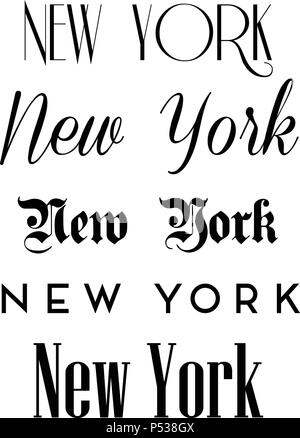 New York City Text Isolated On White For Calligraphy Lettering Vector Print Template Stock Vector