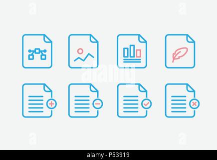 File Type Icon set. Simple Set of File Formats Vector Line Icons. Line style. Stock Vector