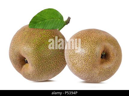Asian pear(Pyrus pyrifolia) isolated on white background. Stock Photo