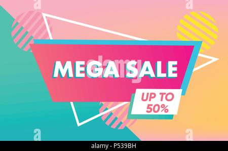 Sale banner template in vibrant colors, sale special offer. End of season special offer banner. Vector illustration. Flat design. Stock Vector