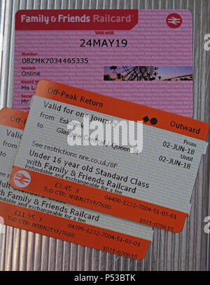 Friends & Family railcard and two Scotrail train tickets, Adult & Child, Eskbank, Midlothian, Borders Railway, Scotland, UK