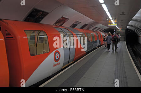 Glasgow subway Kelvingrove , SPT underground railway, city centre train / railway, Strathclyde, Scotland, UK