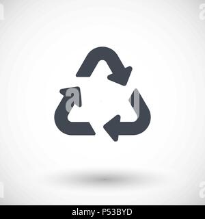 Universal recycling symbol flat icon, flat design of black arrow sign isolated on the white background, vector illustration Stock Vector