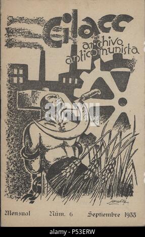 Portada de la revista mensual CILACC Archivo anticomunista, nº 6 de septiembre de 1933, publicada en Madrid. Stock Photo