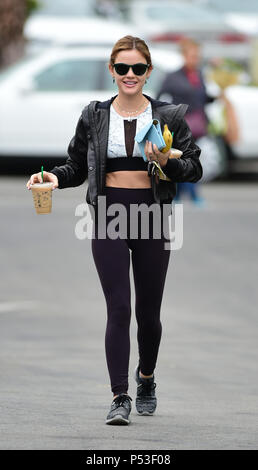 Lucy Hale wears a stylish workout outfit Featuring: Lucy Hale Where ...