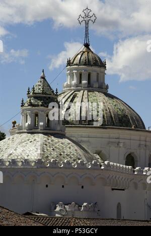 Ecuador.Quito.Historical center.Domes of the Church of the Jesuits (XVII-XVIII centurys). . Stock Photo