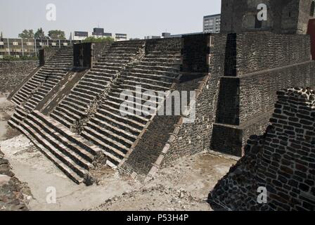 The Aztecs Ruins of Templo Mayor in Archaeological Site of Tlatelolco.Mexico City. Stock Photo