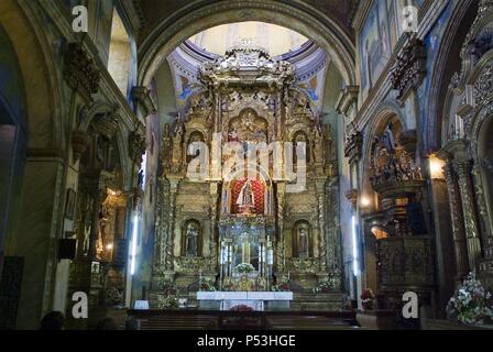 Ecuador.Quito.Historical center.Convent of La Merced ( XVII century). Central altarpiece. . Stock Photo