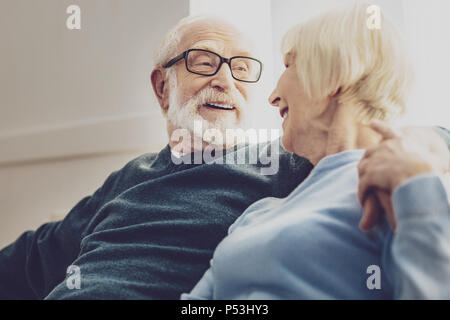 Nice elderly man having a conversation Stock Photo