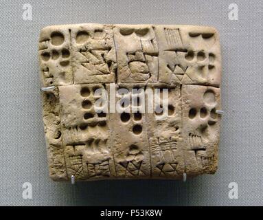 Mesopotamia. Clay Tablet. Pictographs drawn. Early writing