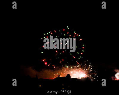 Abstract colored firework background with free space for text. Stock Photo