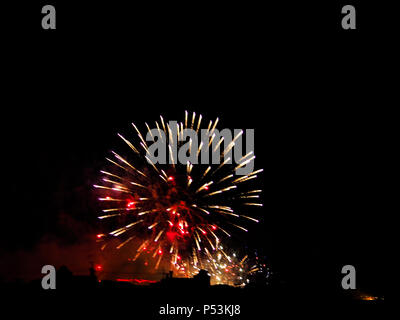 Abstract colored firework background with free space for text. Stock Photo