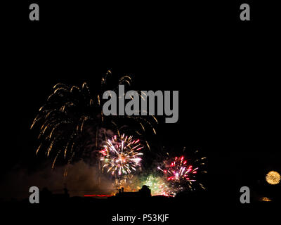 Abstract colored firework background with free space for text. Stock Photo