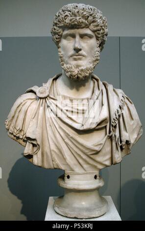 Lucius Verus (130-169 AD). Roman co-emperor. Bust. Marble. From Rome. British Museum. London. England. United Kingdom. Stock Photo