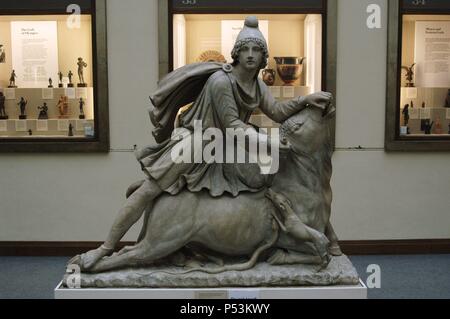 Mithras tauroctonos. Roman statue. Marble. 2nd century. British Museum. London. England. United Kingdom. Stock Photo