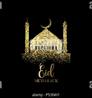 Eid Mubarak background with gold glitter effect Stock Photo